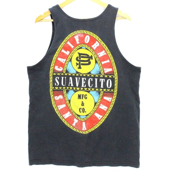 Vintage Suavecito Tank Top Shirt Men's Black Casual Sleeveless Big Logo Graphic - Picture 1 of 9